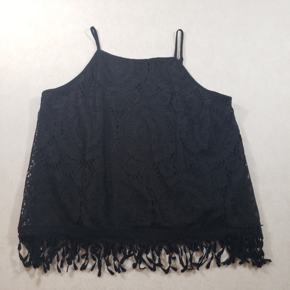 Xhilaration shirt womens lace frilly black summer flowy tanktop